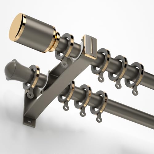 Doppelte Vorhangschiene Wandmontage Aluminium-Schienenset for Vorhänge Doppelschienensystem for Wohnzimmer/Schlafzimmer/Hotel Raumteiler(Gray,3.6m(11.8ft)) von JIHAJU