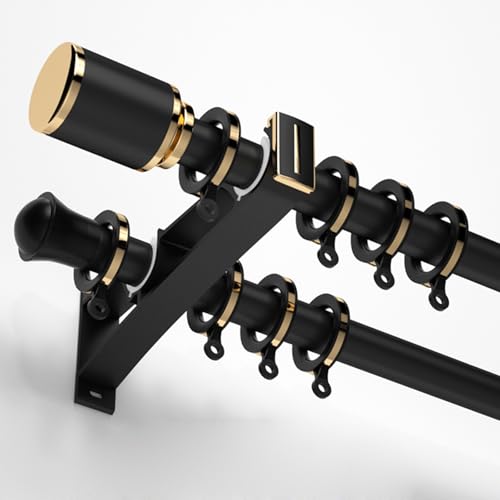 Doppelte Vorhangschiene Wandmontage Aluminium-Schienenset for Vorhänge Doppelschienensystem for Wohnzimmer/Schlafzimmer/Hotel Raumteiler(Nero,3.1m(10.2ft)) von JIHAJU