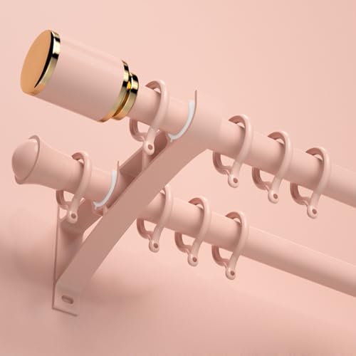 Doppelte Vorhangschiene Wandmontage Aluminium-Schienenset for Vorhänge Doppelschienensystem for Wohnzimmer/Schlafzimmer/Hotel Raumteiler(Pink,1.4m(4.6ft)) von JIHAJU