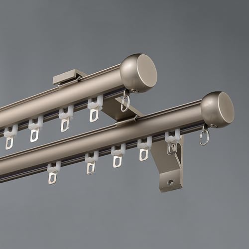 Doppelte Vorhangschiene for Fenster, Wandmontage Gardinenschiene, Raumteiler for Hotels Geräuscharme Gardinenschiene Hochbelastbare Doppelstangenschiene for Vorhänge(Gray,2.7m(8.6ft)) von JIHAJU