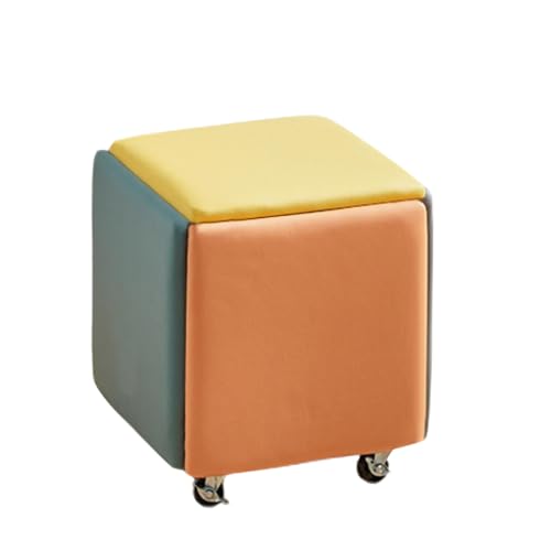 JIHAJU 5 In 1 Nesting Hocker Fußstütze Hocker, Polsterhocker Würfel Fußstütze Sitz Stapelbarer Hocker Fußhocker Mit Rädern Kreatives Sofa Für Zuhause Wohnzimmer Schlafzimmer(Multicolor H35) von JIHAJU