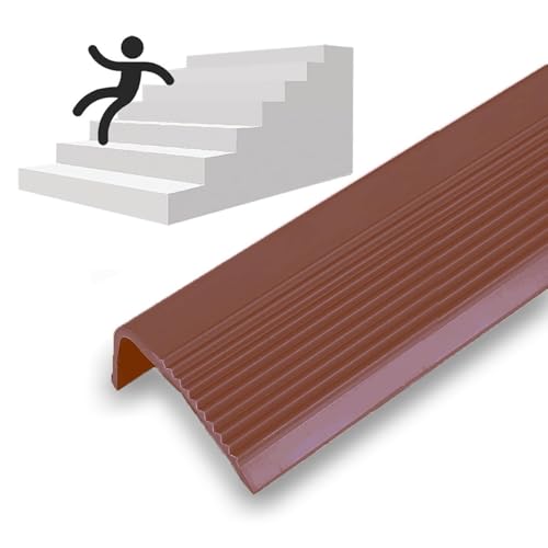 Treppenstufen Kantenschutz Vinyl Treppenkante Abschluss PVC Treppenstufen Vorgefertigte Streifen L-förmiger PVC Kantenschutz Stufen Abschluss for Außen Innen(Brown,20m/788in) von JIHAJU