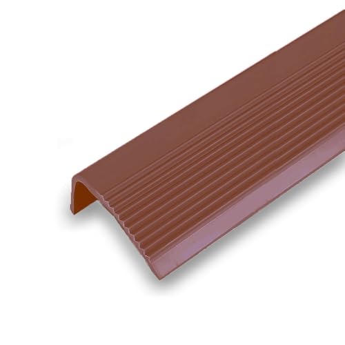 Treppenstufen Kantenschutz Vinyl Treppenkante Abschluss PVC Treppenstufen Vorgefertigte Streifen L-förmiger PVC Kantenschutz Stufen Abschluss for Außen Innen(Brown,7.37m/290in) von JIHAJU