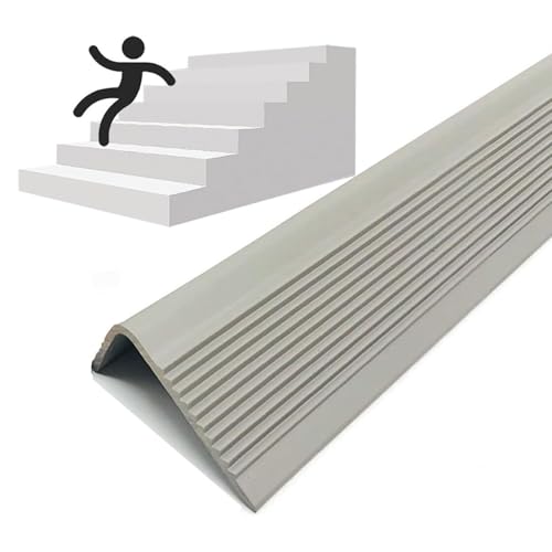 Treppenstufen Kantenschutz Vinyl Treppenkante Abschluss PVC Treppenstufen Vorgefertigte Streifen L-förmiger PVC Kantenschutz Stufen Abschluss for Außen Innen(Gray,20m/788in) von JIHAJU