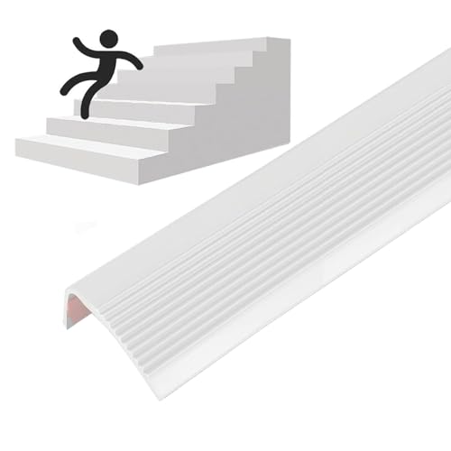 Treppenstufen Kantenschutz Vinyl Treppenkante Abschluss PVC Treppenstufen Vorgefertigte Streifen L-förmiger PVC Kantenschutz Stufen Abschluss for Außen Innen(Wit,20m/788in) von JIHAJU