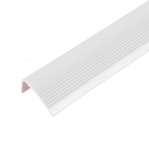 Treppenstufen Kantenschutz Vinyl Treppenkante Abschluss PVC Treppenstufen Vorgefertigte Streifen L-förmiger PVC Kantenschutz Stufen Abschluss for Außen Innen(Wit,7.11m/280in) von JIHAJU