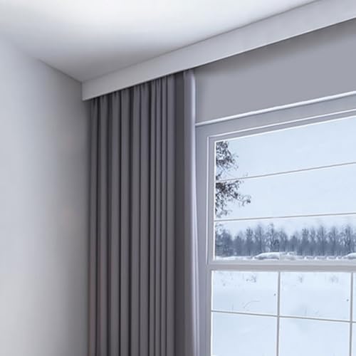 Vorhangblende Box Doppelte Vorhangschiene Decken-/Wandmontage Leise gleitende maßgefertigte Vorhangschienen Raumteiler for Wohnzimmer, Schlafzimmer, Hotel, Villa(Ceiling Mount,1m(3.3ft)) von JIHAJU