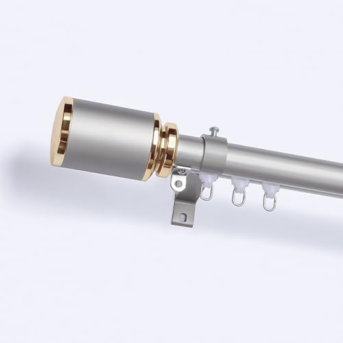 Wandmontage Gardinenschiene, Römische Gardinenstange Gardinenschienen, Raumteiler Aluminiumlegierung Gardinenstange für Schlafzimmer, Wohnzimmer, Fenster(Champagne,1.3m(4.3ft)) von JIHAJU