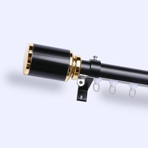 Wandmontage Gardinenschiene, Römische Gardinenstange Gardinenschienen, Raumteiler Aluminiumlegierung Gardinenstange für Schlafzimmer, Wohnzimmer, Fenster(Nero,4.4m(14.4ft)) von JIHAJU