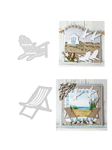 2 Set Liegestuhl am Strand Stanzschablonen Strandstuhl Stanzen für DIY ScrapBooking Album Dekorative Papier Handwerk und Karten Herstellung von JIHFOHHA