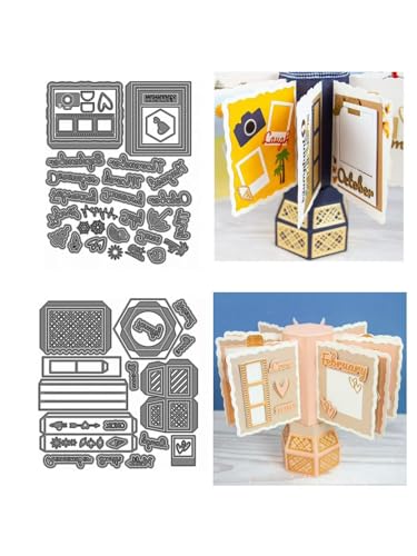 2Set 3D Drehen Notizbuch Stanzschablonen Geschenkbox Süßigkeitenbox Stanzen für DIY ScrapBooking Album Dekorative Papier Handwerk und Karten Herstellung von JIHFOHHA