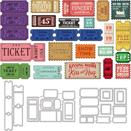 3 Set Stempel Collage Stanzschablonen Ticket Stempel Stanzen für DIY ScrapBooking Album Dekorative Papier Handwerk und Karten Herstellung von JIHFOHHA