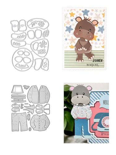 JIHFOHHA 2 Set Flusspferd Junge Stanzschablonen Stanzen für DIY ScrapBooking Album Dekorative Papier Handwerk und Karten Herstellung von JIHFOHHA