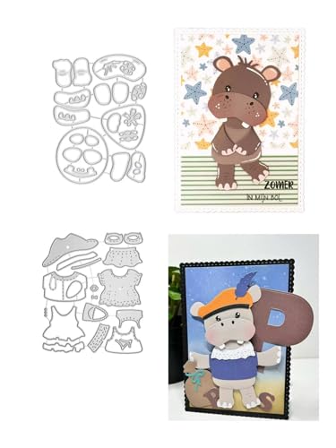 JIHFOHHA 2 Set Flusspferd Mädchen Stanzschablonen Stanzen für DIY ScrapBooking Album Dekorative Papier Handwerk und Karten Herstellung von JIHFOHHA