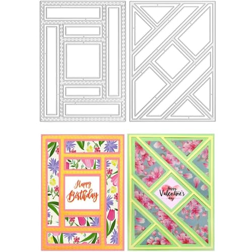 JIHFOHHA 2 Set Geometrie Hintergrund Stanzschablonen Stanzen für DIY ScrapBooking Album Dekorative Papier Handwerk und Karten Herstellung von JIHFOHHA