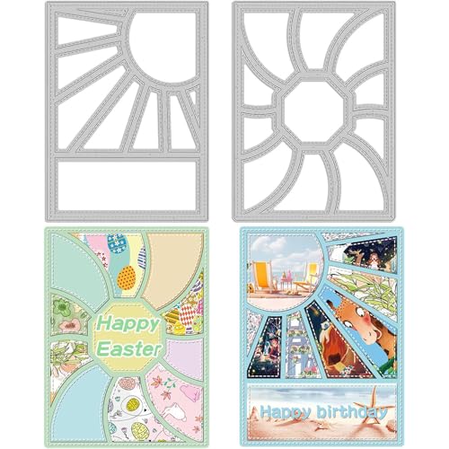 JIHFOHHA 2 Set Sonnenlicht Hintergrund Stanzschablonen Stanzen für DIY ScrapBooking Album Dekorative Papier Handwerk und Karten Herstellung von JIHFOHHA