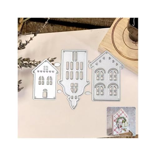 JIHFOHHA 3 Set Kleiner Haus Stanzschablonen Stanzen für DIY ScrapBooking Album Dekorative Papier Handwerk und Karten Herstellung von JIHFOHHA