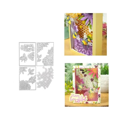 JIHFOHHA 3D Biene Blume Schichtung Szene Stanzschablonen Stanzen für DIY ScrapBooking Album Dekorative Papier Handwerk und Karten Herstellung von JIHFOHHA
