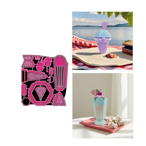 JIHFOHHA 3D Eiscreme Kuchen Box Stanzschablonen Geschenkbox Stanzen für DIY ScrapBooking Album Dekorative Papier Handwerk und Karten Herstellung von JIHFOHHA