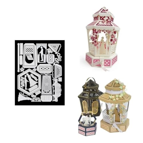 JIHFOHHA 3D Hochzeit Laterne Box Stanzschablonen Geschenkbox Süßigkeitenbox Stanzen für DIY ScrapBooking Album Dekorative Papier Handwerk und Karten Herstellung von JIHFOHHA