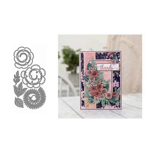 JIHFOHHA 3D Realistisch Blume Stanzschablonen Frühling Stanz für DIY ScrapBooking Album Dekorative Papier Handwerk und Karten Herstellung (Rose) von JIHFOHHA