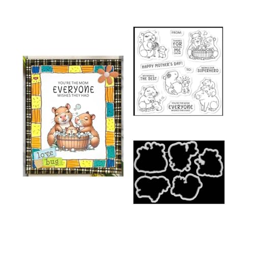 JIHFOHHA Capybara Mutter Stempel und Stanzschablonen für Karten Herstellung, Muttertag Stanzen Stempel und Briefmarken Set für DIY Scrapbooking Fotoalbum Dekorativ von JIHFOHHA