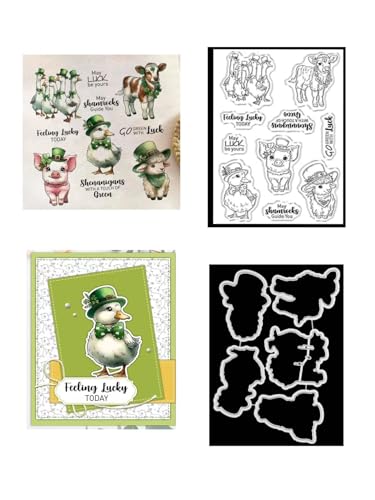 JIHFOHHA Glück Tiere Stempel und Stanzschablonen für Karten Herstellung, St. Patrick's Day Stanzen Stempel und Briefmarken Set für DIY Scrapbooking Fotoalbum Dekorativ von JIHFOHHA