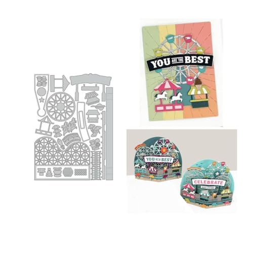 JIHFOHHA Glücklich Vergnügungspark Stanzschablonen 3D Karten Stanzen für DIY ScrapBooking Album Dekorative Papier Handwerk und Karten Herstellung von JIHFOHHA