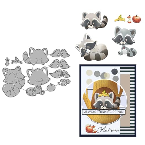 JIHFOHHA Herbst Waschbär Stanzschablonen Stanzen für DIY ScrapBooking Album Dekorative Papier Handwerk und Karten Herstellung JIHFOHHA Herbst Waschbär Stanzschablonen Stanzen für DIY ScrapBooking Album Dekorative Papier Handwerk und Karten Herstellung von JIHFOHHA