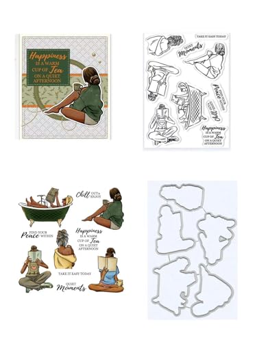 JIHFOHHA Ruhig Mädchen Stempel und Stanzschablonen für Karten Herstellung, 2025 2026 Stanzen Stempel und Briefmarken Set für DIY Scrapbooking Fotoalbum Dekorativ von JIHFOHHA