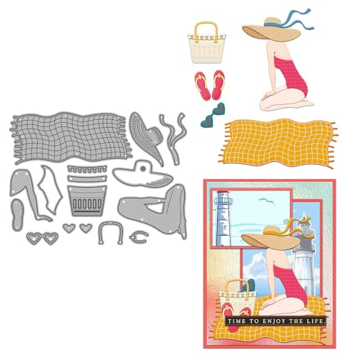 JIHFOHHA Sommer Strand Mädchen Stanzschablonen Stanzen für DIY ScrapBooking Album Dekorative Papier Handwerk und Karten Herstellung von JIHFOHHA
