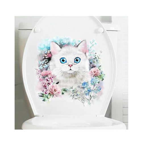 Niedlich Katze Blume Selbstklebende Toilettensitz Aufkleber Buchstaben Tiere Aufkleber für Toilettendeckel und Tank Dekorativ Niedlich Katze Blume Selbstklebende Toilettensitz Aufkleber Buchstaben Tiere Aufkleber für Toilettendeckel und Tank Dekorativ von JIHFOHHA
