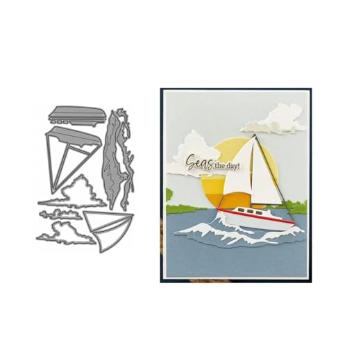 Segelboot Stanzschablonen Schiff Stanzen für DIY ScrapBooking Album Dekorative Papier Handwerk und Karten Herstellung von JIHFOHHA