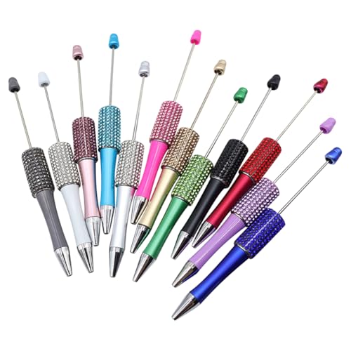 12 Stück glitzernde Strasssteine, Perlenstifte, Diamant-DIY-Perlenstifte, handgefertigte Kunststoffperlenstifte, Glitzer, Perlenstifte, Rohlinge, Kristall, schwarze Tinte, niedliche Tagebuch-Stifte 12 Stück glitzernde Strasssteine, Perlenstifte, Diamant-DIY-Perlenstifte, handgefertigte Kunststoffperlenstifte, Glitzer, Perlenstifte, Rohlinge, Kristall, schwarze Tinte, niedliche Tagebuch-Stifte von JIHUOO