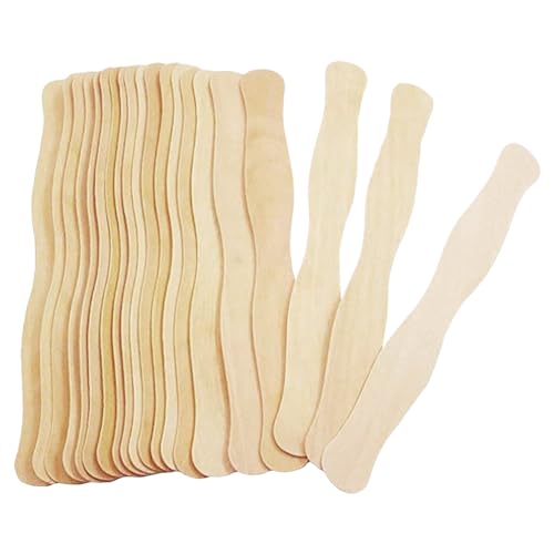 50 Stück 20 cm gewellte Holzstäbchen Fächergriffe große Wachs-Sticks Eis am Stiel breite Bastelstäbe Farbmischstäbe Kunstprojekte Sticks von JIHUOO