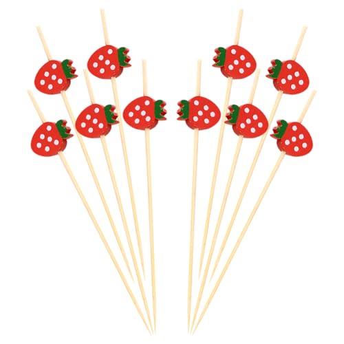 JIHUOO 100 Stück 12 cm Holz Erdbeere Cocktail Picks Obst Zahnstocher für Vorspeisen Dekorative Lebensmittel Cocktail Sticks Party Charcuterie Spieße JIHUOO 100 Stück 12 cm Holz Erdbeere Cocktail Picks Obst Zahnstocher für Vorspeisen Dekorative Lebensmittel Cocktail Sticks Party Charcuterie Spieße von JIHUOO