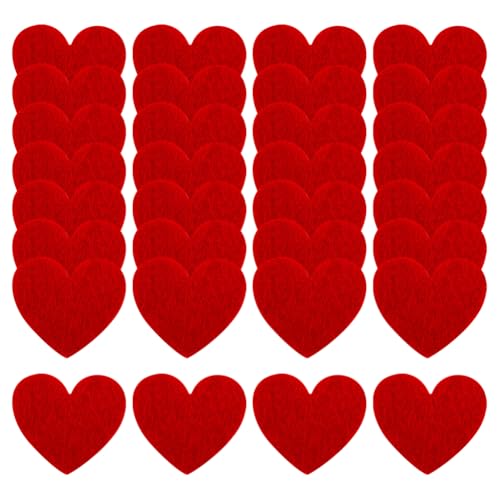 JIHUOO 100 Stück 3 cm rote Filzherzen Valentinstag Filzherzen Basteln Herz Verzierungen Scrapbooking Herz Ausschnitte Nähen Herz Applikationen Filz Liebe Dekorationen von JIHUOO