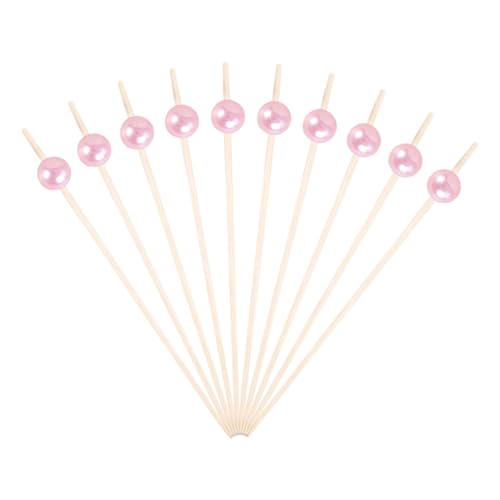 JIHUOO 100 Stück Perlen-Cocktailspieße, ausgefallene Zahnstocher, Essens-Sandwich-Picker, dekorative Spieße, Obst, Cupcakes, Zahnstocher für Vorspeisen, Getränke, Rosa von JIHUOO