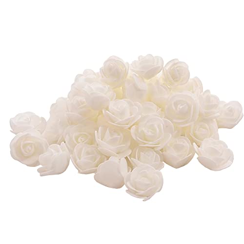 JIHUOO 100 Stücke 3,5 cm Schaumrosen Künstliche Rosenköpfe Foamrosen Kunstrosen Köpfe Kunstblumen für für Basteln Valentinstag Hochzeit Deko Weiß von JIHUOO