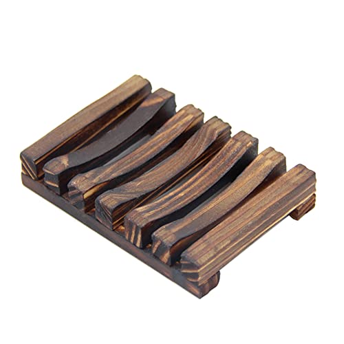 JIHUOO 2 Stücke Natürliche Hölzerne Seifenschale Badezimmer Seifenhalter Seifenkiste Seifen Box Holz Seifen Tablett für Badezimmer Dunkelbraun von JIHUOO
