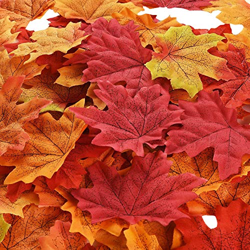 JIHUOO 300 Stück Künstliche Ahornblätter Ahornblatt Ahorn Laub Herbstlaub Blätter Herbst Dekoration von JIHUOO