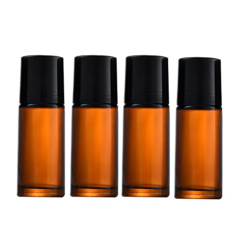 JIHUOO 4 Stück 30 ml Glas Roll On Flaschen Nachfüllbare Ätherisches Öl Roller Flasche Leere Aromatherapie Behälter mit Rollenkugel von JIHUOO