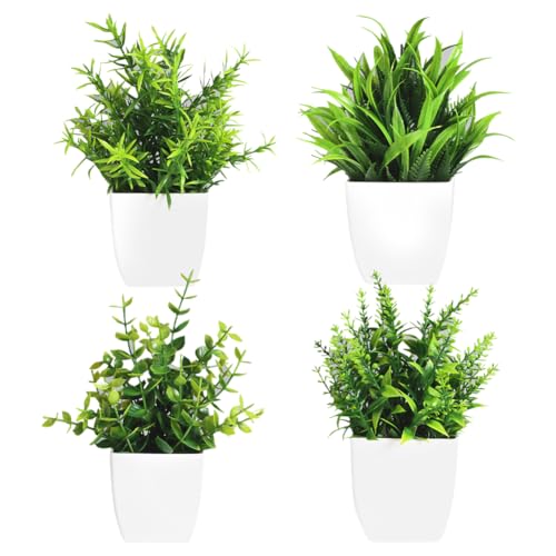 JIHUOO 4 Stück Mini-Topfpflanzen, künstliche Pflanzen mit Töpfen, realistische Outdoor-Tischpflanzen, Kunststoff, Eukalyptus-Pflanzen, Büro-Tischpflanzen, Grünpflanzen, Zimmerpflanzen JIHUOO 4 Stück Mini-Topfpflanzen, künstliche Pflanzen mit Töpfen, realistische Outdoor-Tischpflanzen, Kunststoff, Eukalyptus-Pflanzen, Büro-Tischpflanzen, Grünpflanzen, Zimmerpflanzen von JIHUOO