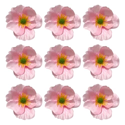 JIHUOO 60 Stück 8 cm künstliche Mohnblumen Stoff Mohnblumen Kunstblumenköpfe gefälschte Stiellose Blumen Gedenktag Dekoration Blume Halloween Hexe Party Blumendekorationen Rosa von JIHUOO