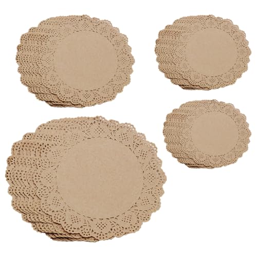 JIHUOO 80 Stück braune Spitzendeckchen, runde Papier-Kuchendeckchen, dekorative Tischdeckchen, Bauernhaus-Tischdeckchen, Geburtstagspapier-Tischsets, Serviertablett, Platzsets, Kuchenbox-Einlagen für JIHUOO 80 Stück braune Spitzendeckchen, runde Papier-Kuchendeckchen, dekorative Tischdeckchen, Bauernhaus-Tischdeckchen, Geburtstagspapier-Tischsets, Serviertablett, Platzsets, Kuchenbox-Einlagen für von JIHUOO