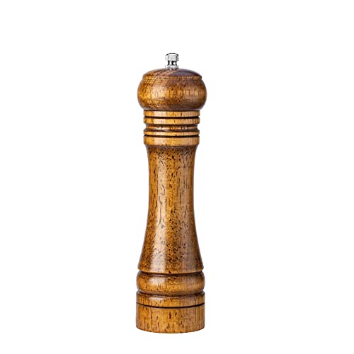 JIHUOO Holz Pfeffermühlen Manuell Gewürz Mahlwerk Mühle Nachfüllbar Meersalz Mahlwerk mit Einstellbarer Grobheit 8 Zoll von JIHUOO
