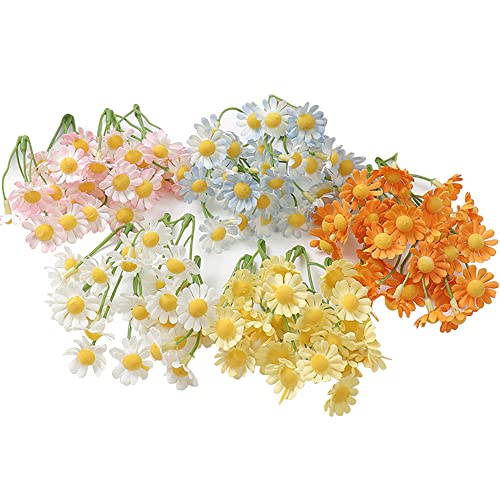 JIHUOO Künstliche Mini-Gänseblümchen, kleine Gänseblümchen, künstliche Frühlingsblumen, dekorative Kunstblumen mit Stielen, Heimdekoration, mehrfarbig, 25 Bündel von JIHUOO