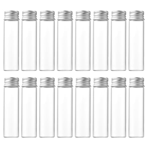 JIHUOO Transparente Glasflaschen, leere Probengläser, Fläschchen, kleine Pillenbehälter, Miniatur-dekorative Flaschen mit Aluminium-Schraubverschluss, 20 ml, 20 Stück JIHUOO Transparente Glasflaschen, leere Probengläser, Fläschchen, kleine Pillenbehälter, Miniatur-dekorative Flaschen mit Aluminium-Schraubverschluss, 20 ml, 20 Stück von JIHUOO