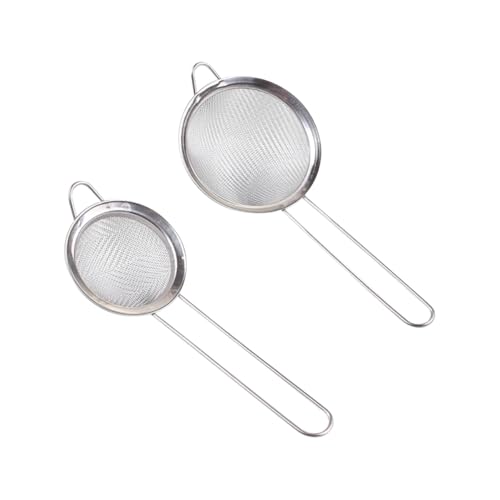 JIHUOO Kleine Edelstahlsieb, feines Sieb, Saft, Cocktailsieb für Getränke, Pulver, Zucker, Mehlsieb, Küche, Lebensmittel, 2 Stück JIHUOO Kleine Edelstahlsieb, feines Sieb, Saft, Cocktailsieb für Getränke, Pulver, Zucker, Mehlsieb, Küche, Lebensmittel, 2 Stück von JIHUOO