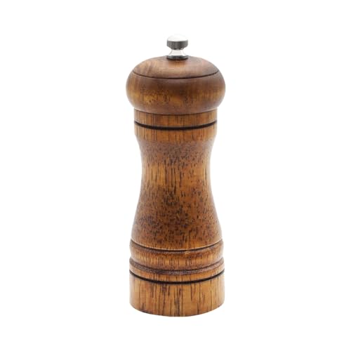 JIHUOO Kleine Holz Pfeffermühle Holz Pfeffermühle Mühle Meersalz Streuer Mühle Nachfüllbar Meersalz Mühle Einstellbare Manuelle Gewürzmühle von JIHUOO
